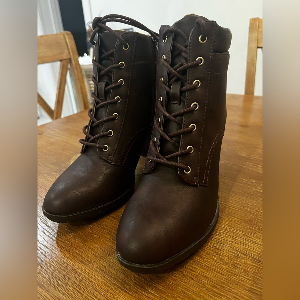 Style & Co. Dark Brown Lace-Up Boots